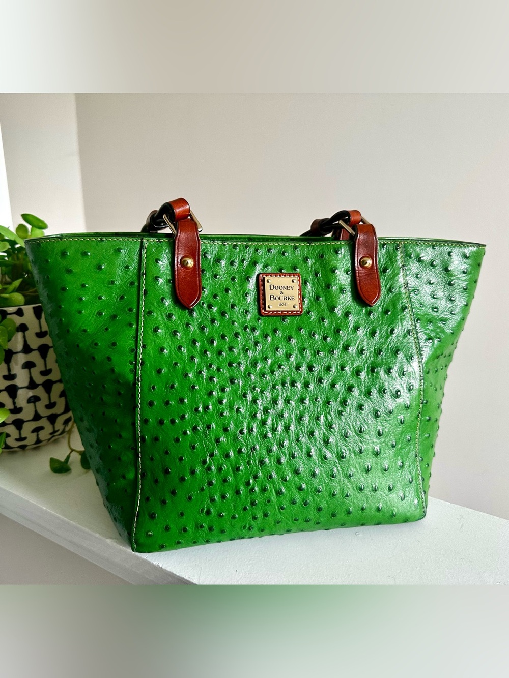 Dooney & Bourke Kelly Green Ostrich Tote - Picture 11 of 16